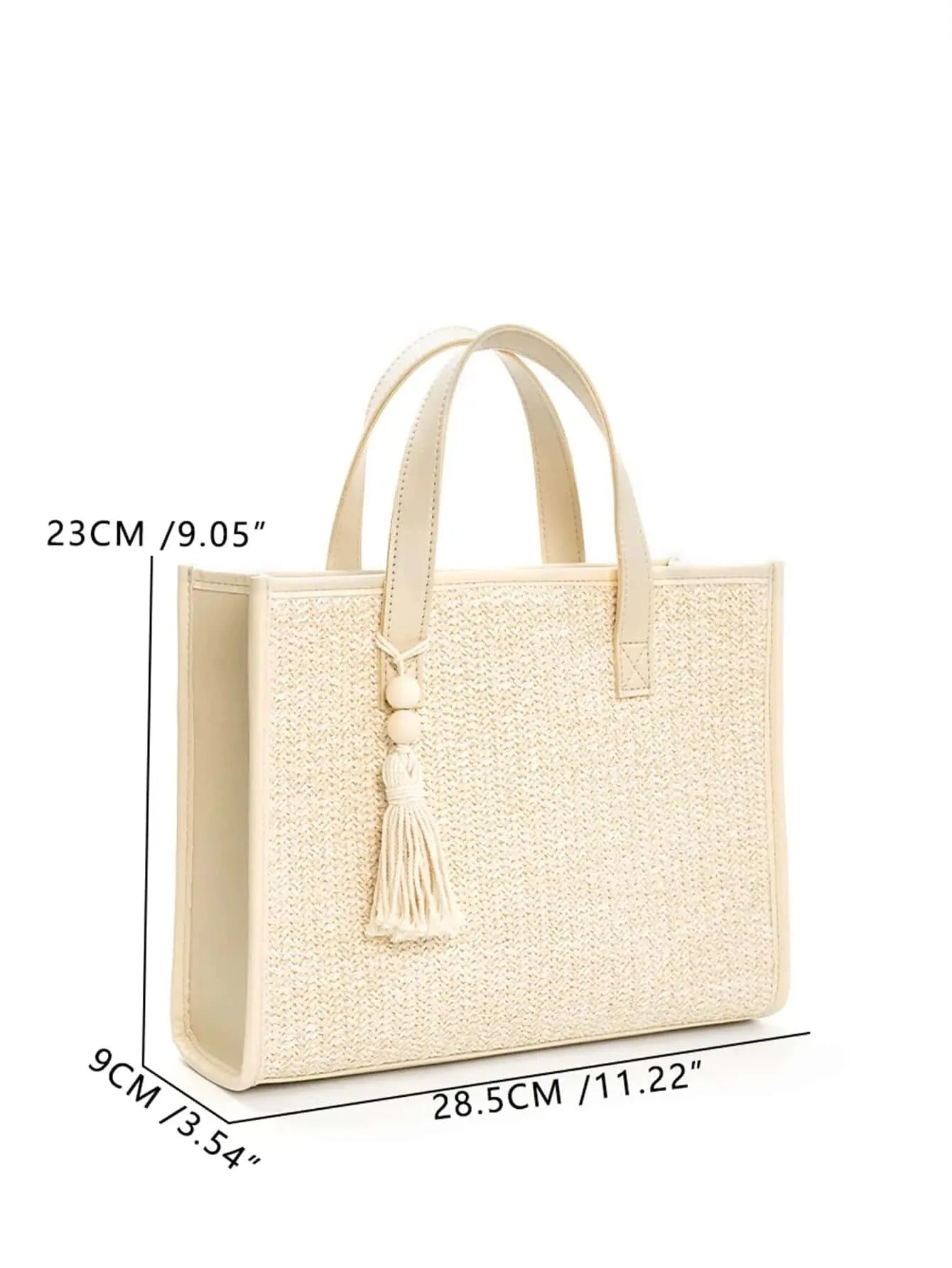Chic Beaded Straw Tote